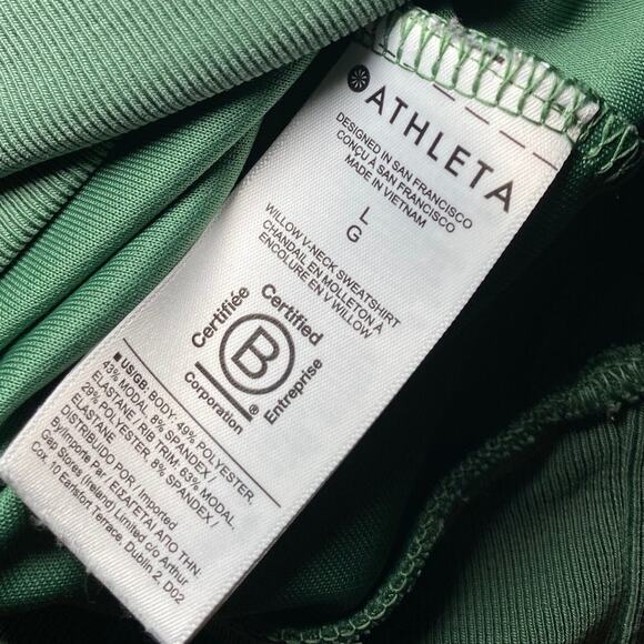 Athleta Green V-Neck Long Sleeve Sweater - Buttery Soft - Picture 5 of 13